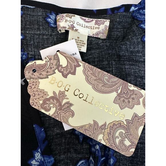 Band Of  Gypsies Blue Floral Long Sleeve Dress - Picture 7 of 7